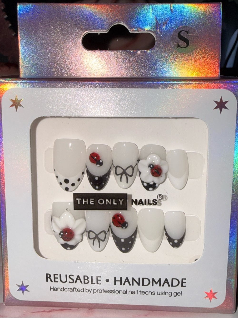 The Only Nails French Tip Press-On Nails with Ladybug and Flower Accents - Picture 5 of 6